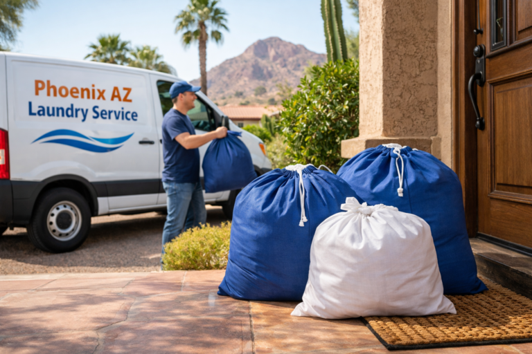 Laundry pickup at a residential home in Phoenix, Arizona