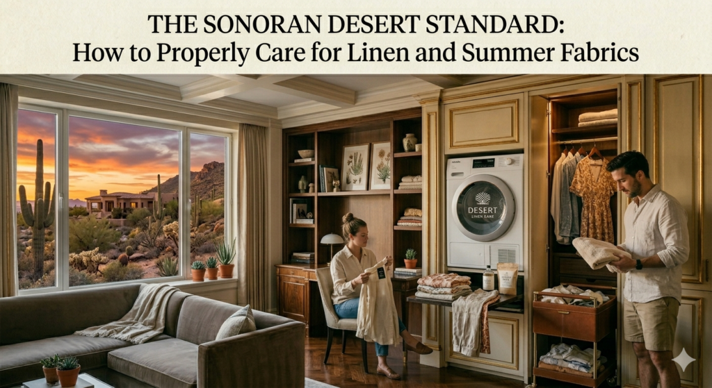 Protect your luxury wardrobe from Phoenix hard water and heat. Learn expert tips for caring for linen, silk, and cotton in the Sonoran Desert.