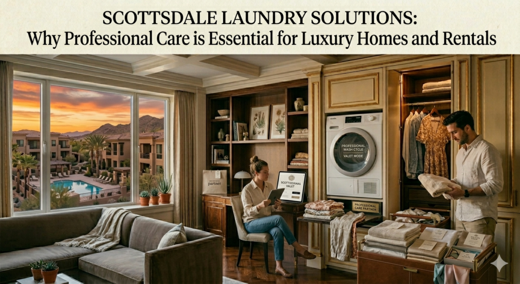 PhoenixAZLaundryService.com at a luxury Scottsdale home delivering clean, folded linens.